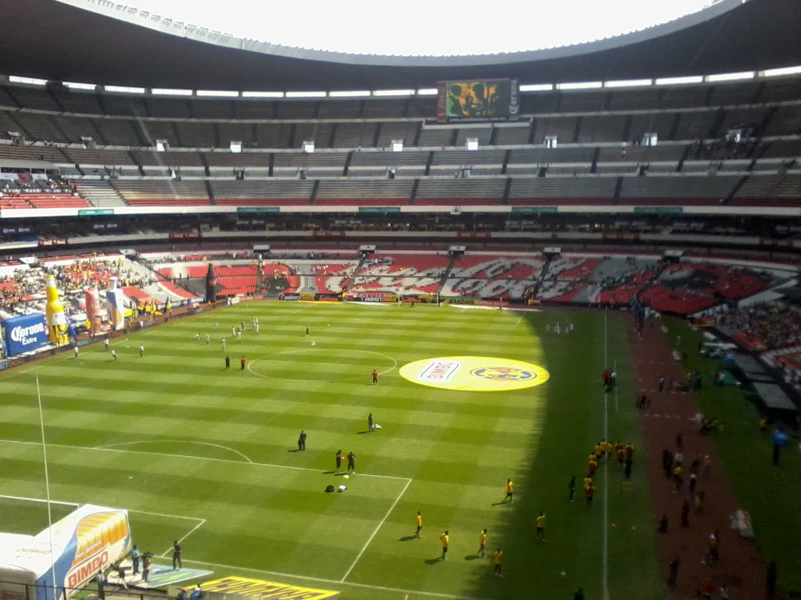 Inside the bowl of Estadio Azteca in Mexico City before a match