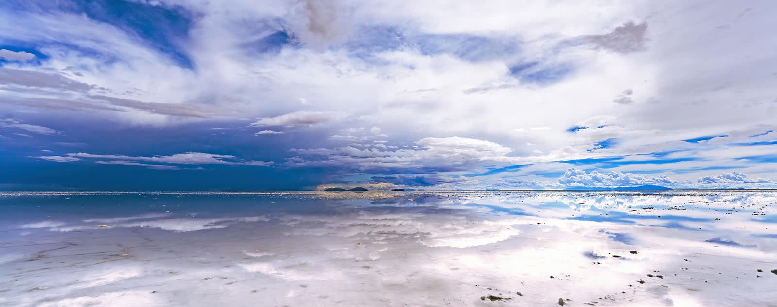 Salar de Uyuni salt flat in Bolivia mirroring the sky after rain